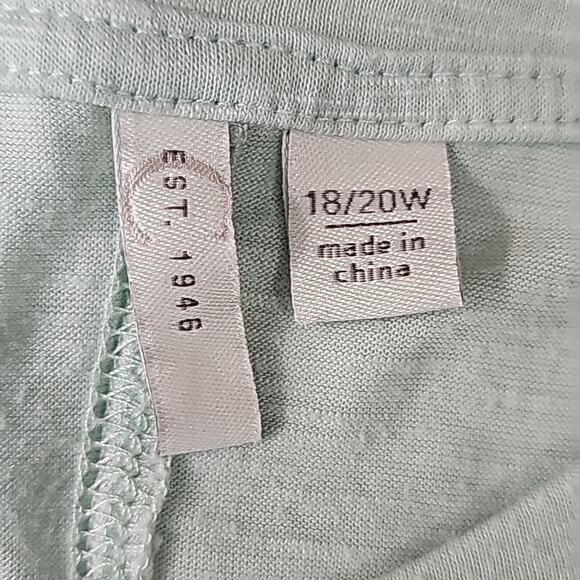 Womens Sz 18/20 Mint Green Pearls Stars Sequins Blessed Decorative V-Neck Top - Picture 10 of 12